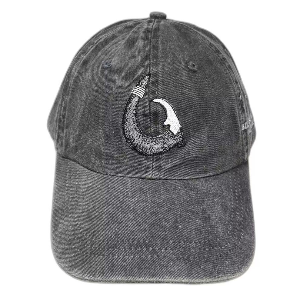 HC Baseball Cap Gray White OS Hawaii Big Island Makau Fish Hook Hat Slideback